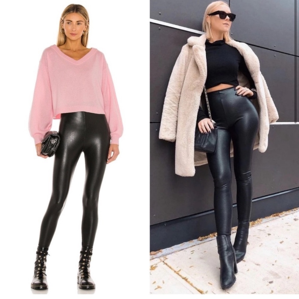 Commando Black Faux Leather High‎ Rise Leggings Size Small